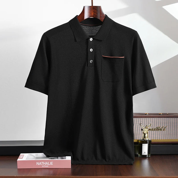 Contrast Trim Pocket Knit Polo