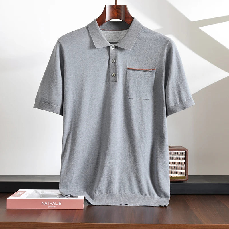 Contrast Trim Pocket Knit Polo