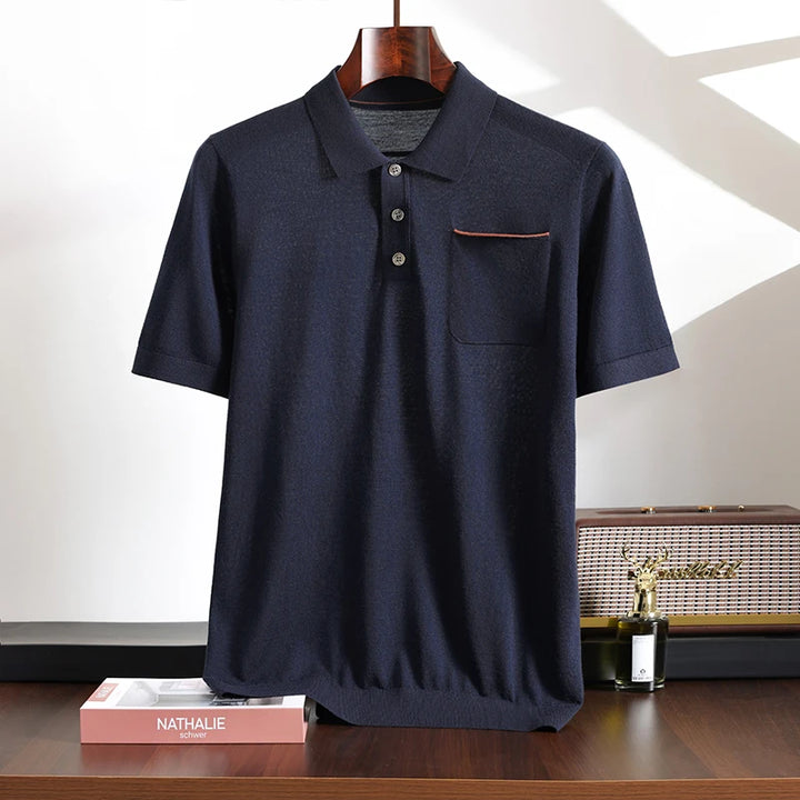 Contrast Trim Pocket Knit Polo