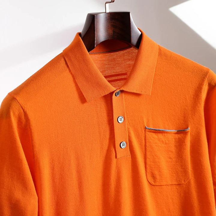 Contrast Trim Pocket Knit Polo