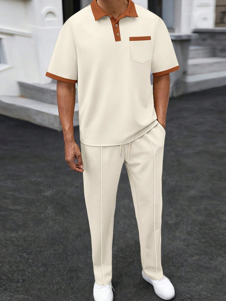 Contrast Trim Polo Lounge Set