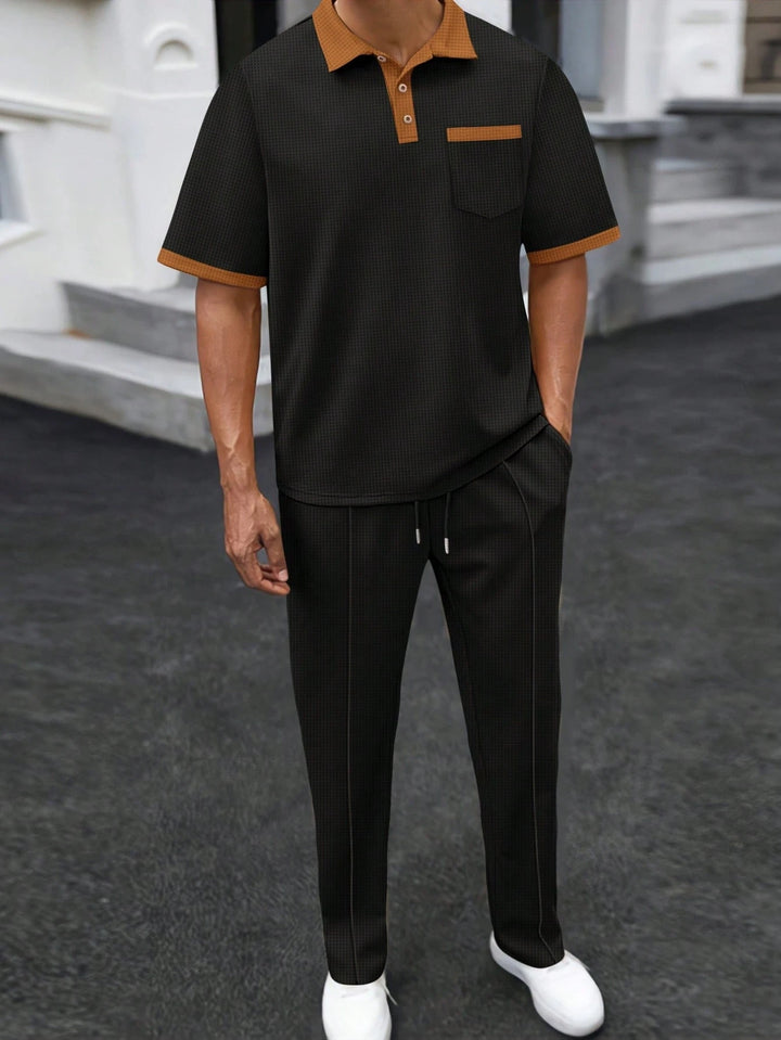 Contrast Trim Polo Lounge Set
