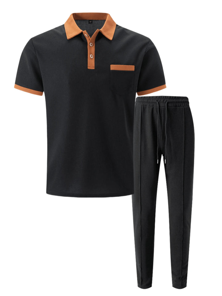 Contrast Trim Polo Lounge Set