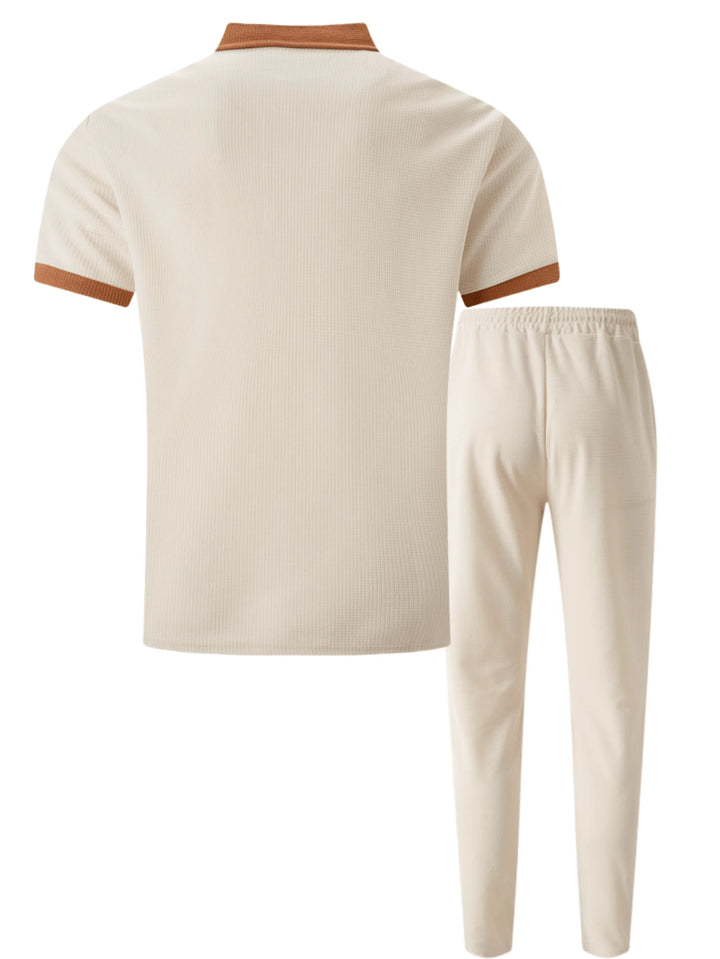 Contrast Trim Polo Lounge Set