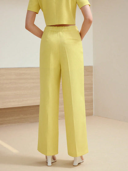 Contrast Trim Short Sleeve Pant Set