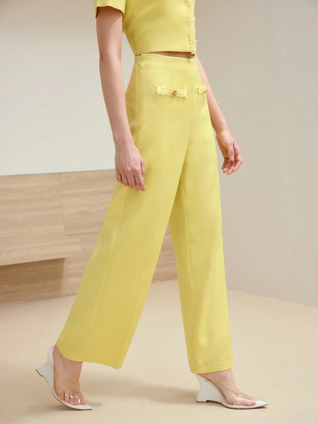Contrast Trim Short Sleeve Pant Set