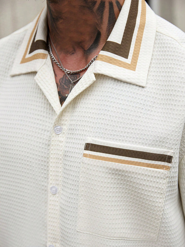 Contrast Trim Textured Polo Set