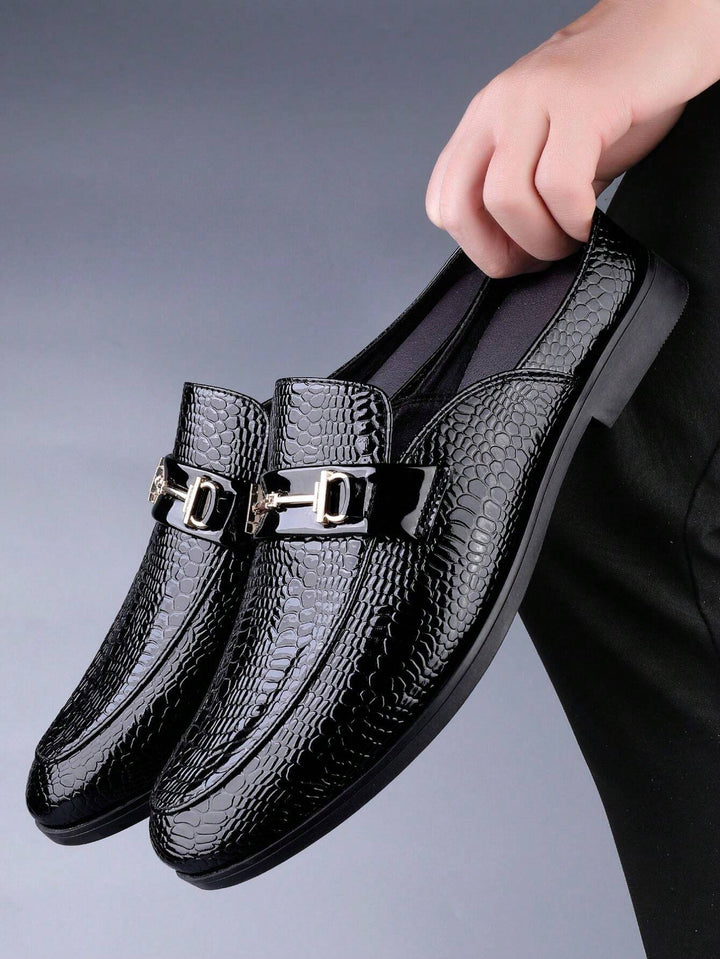 Croc Embossed Horsebit Loafer Mules