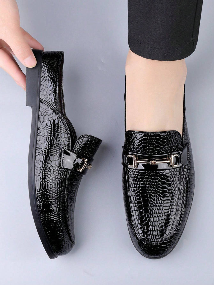 Croc Embossed Horsebit Loafer Mules