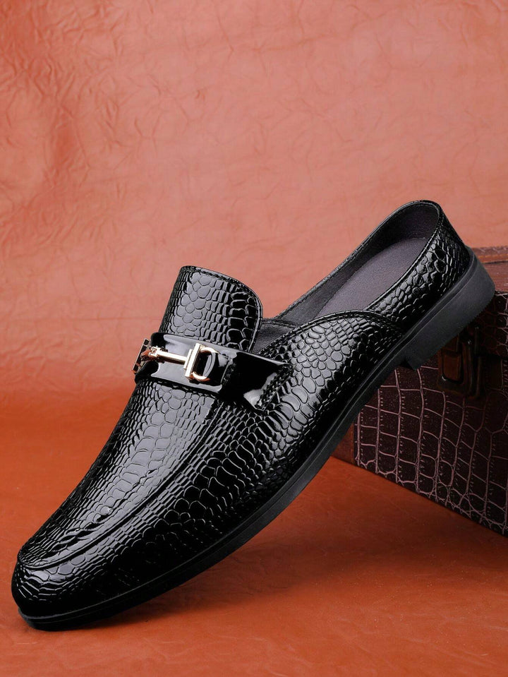 Croc Embossed Horsebit Loafer Mules