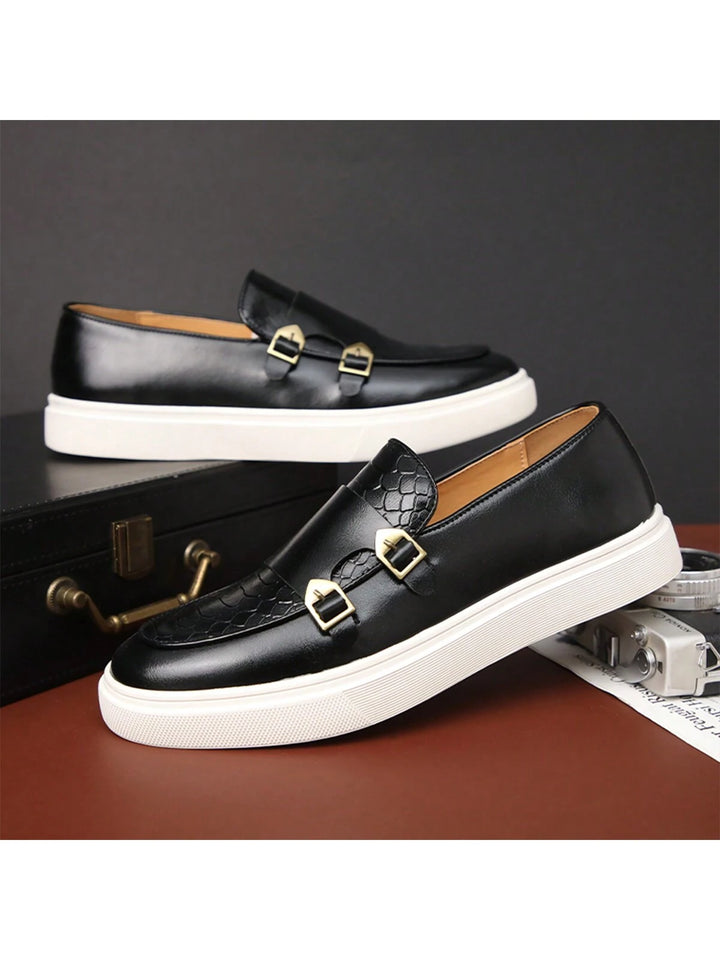  Croc Embossed Leather Monk Strap Sneaker