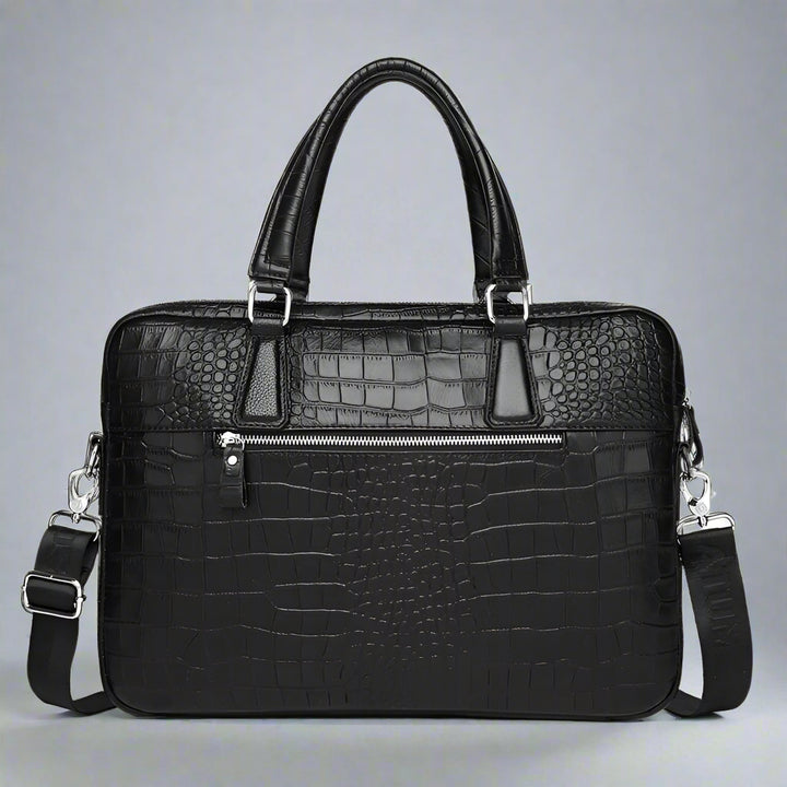 Crocodile Embossed Leather Briefcase