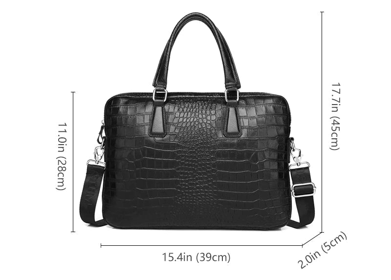 Crocodile Embossed Leather Briefcase