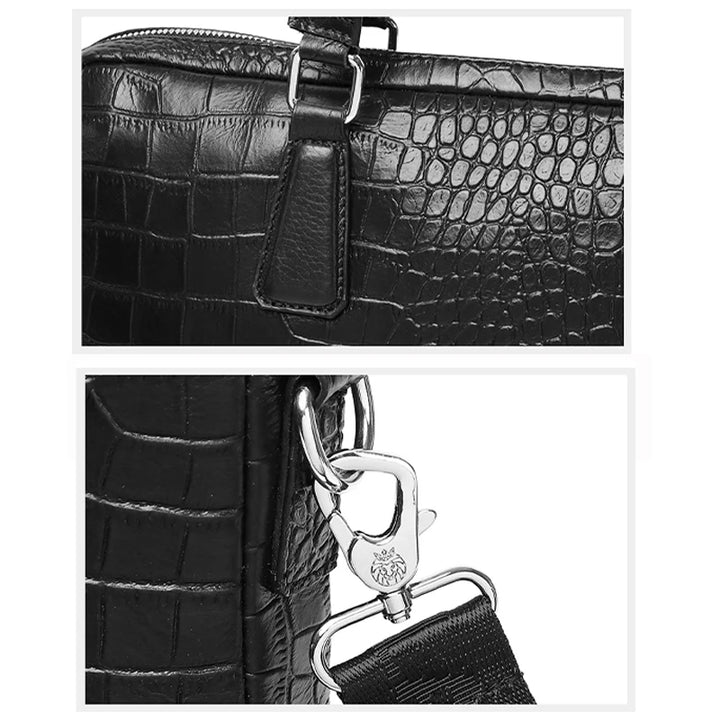 Crocodile Embossed Leather Briefcase