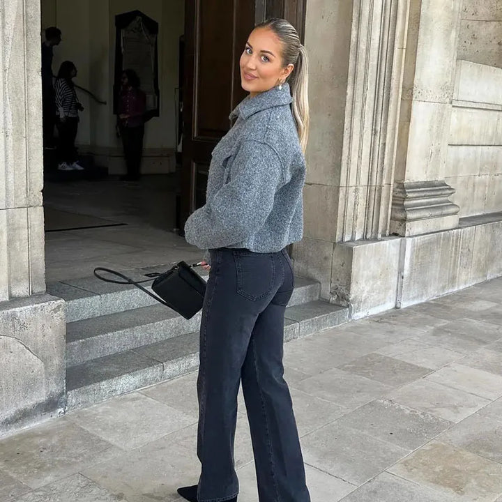 Cropped Wool Blend Street Jacket