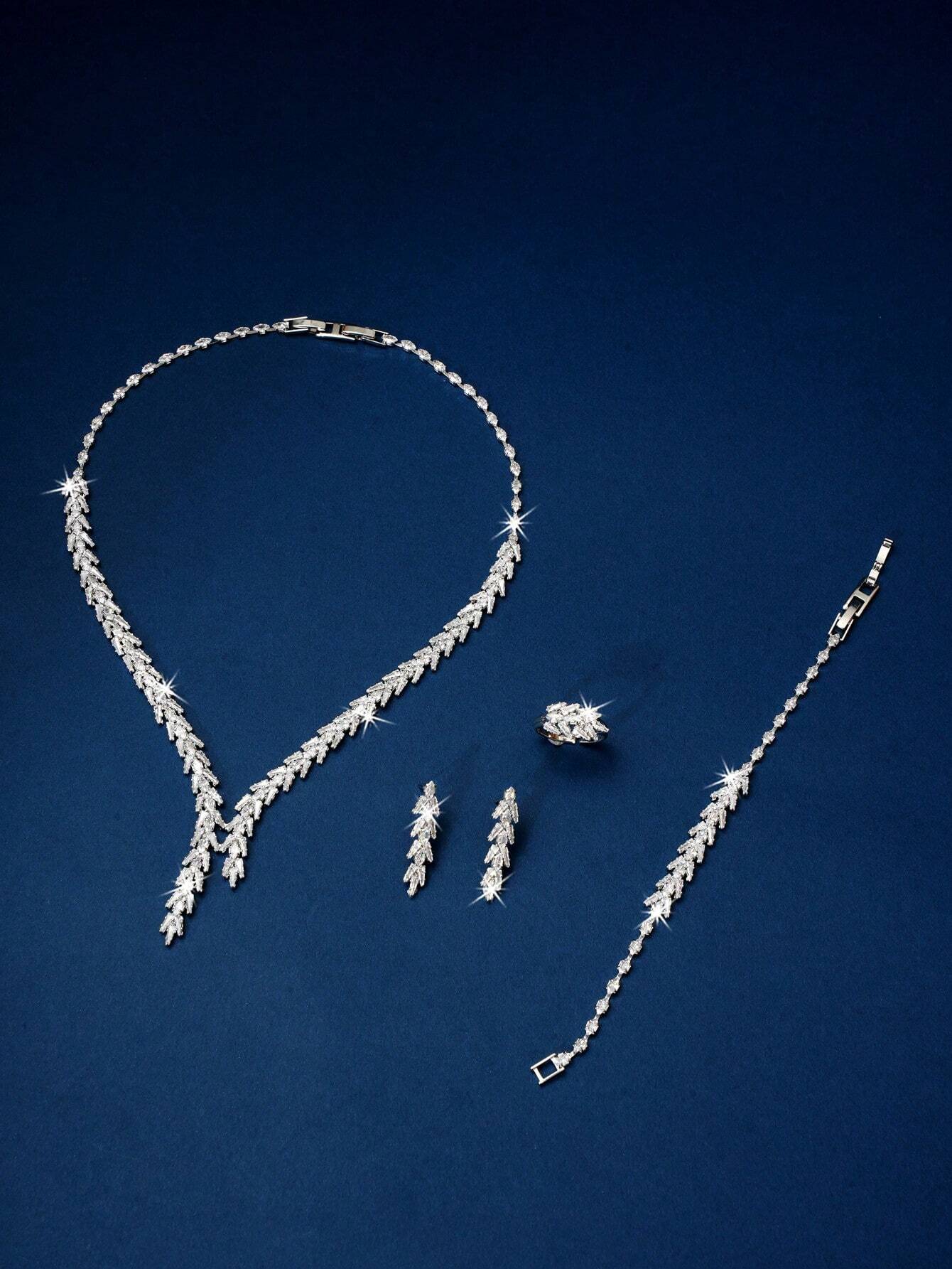  Crystal Laurel Leaf Bridal Set