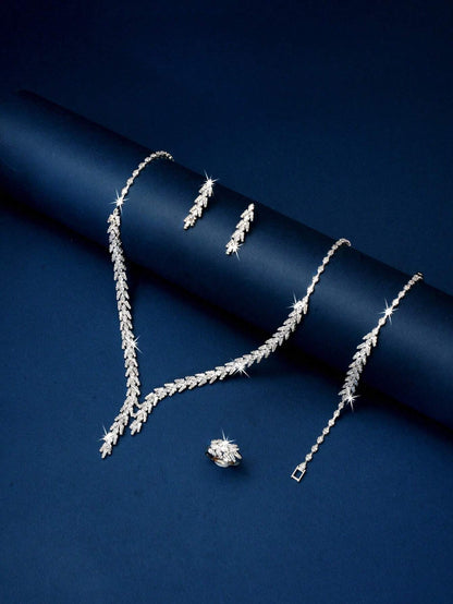  Crystal Laurel Leaf Bridal Set