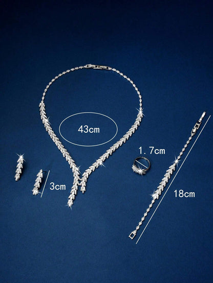  Crystal Laurel Leaf Bridal Set