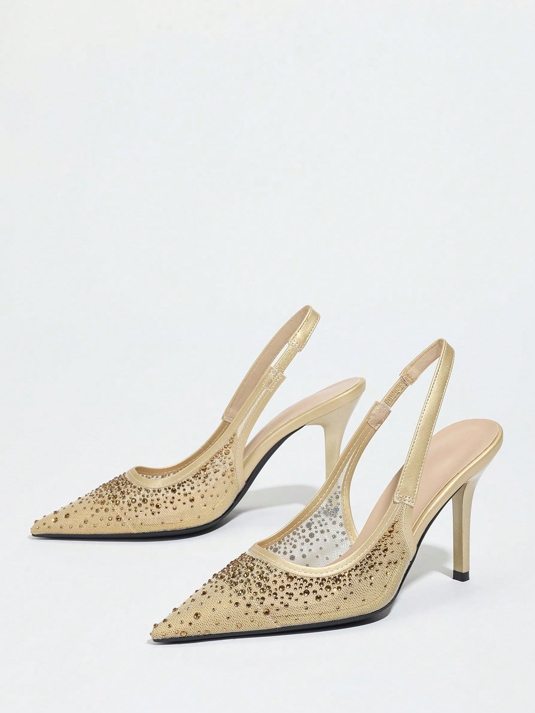  Crystal Mesh Pointed Toe Mules