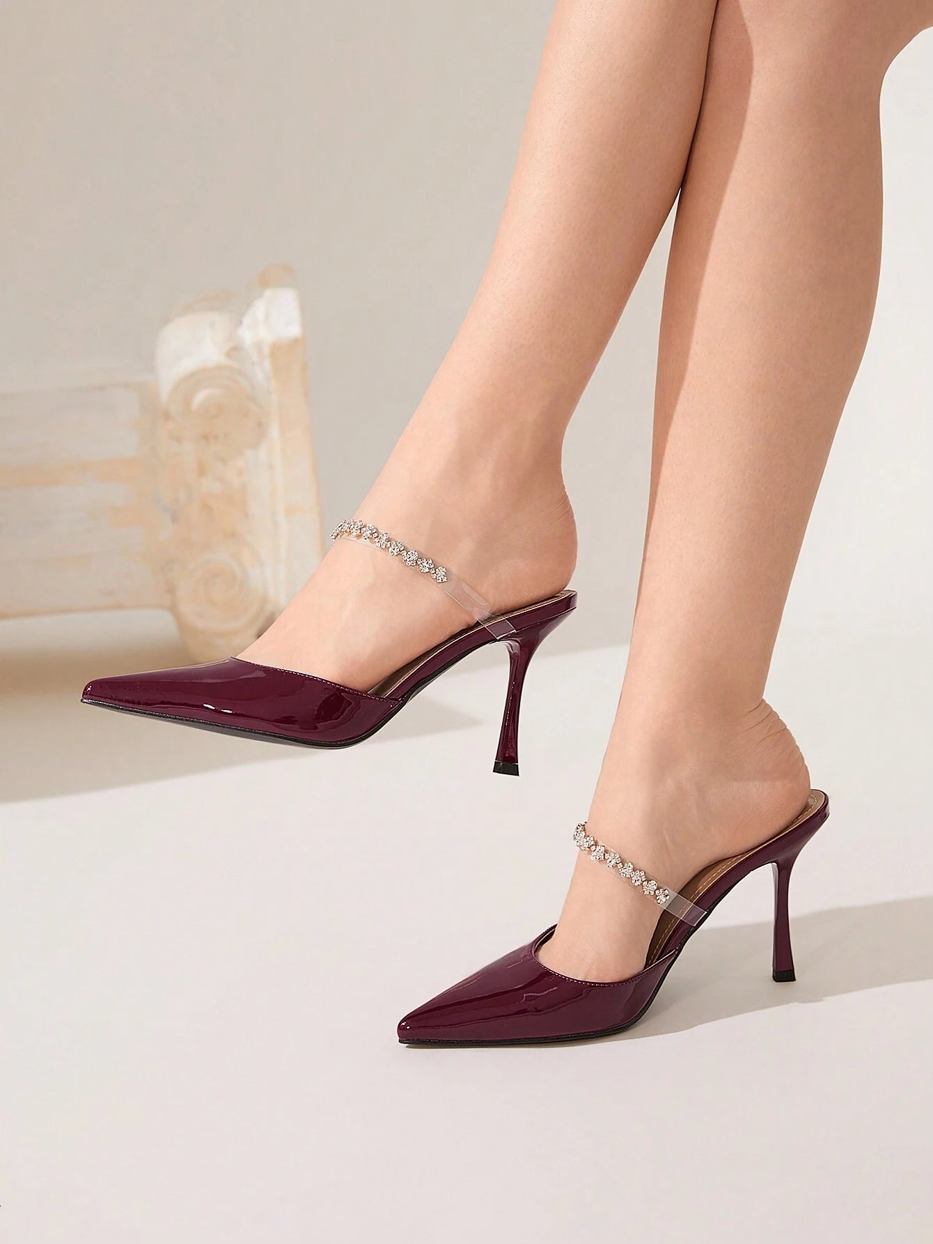 Crystal Strap Pointed Toe Mules
