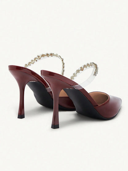 Crystal Strap Pointed Toe Mules