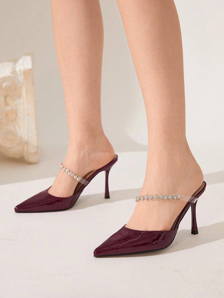 Crystal Strap Pointed Toe Mules