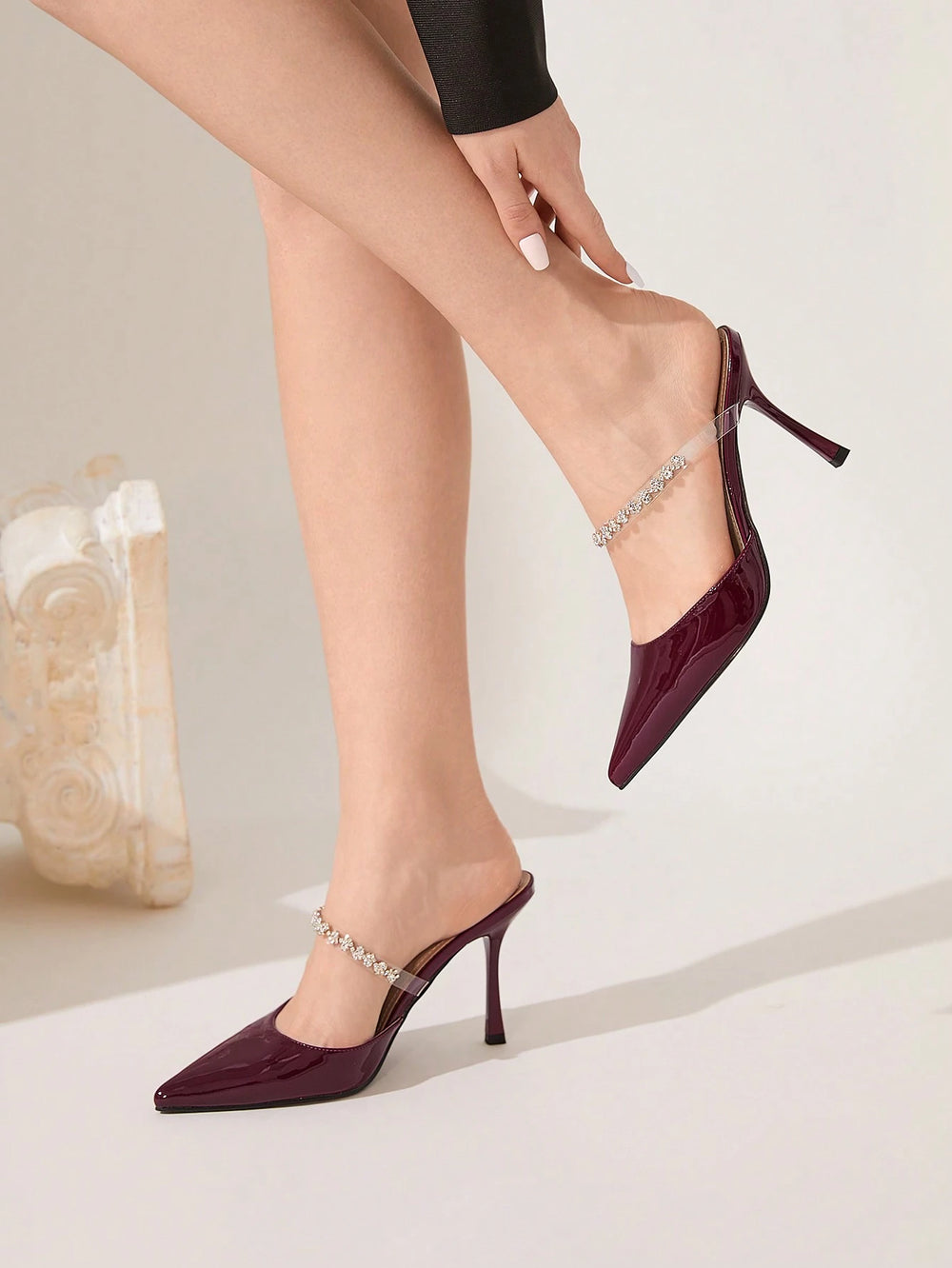Crystal Strap Pointed Toe Mules