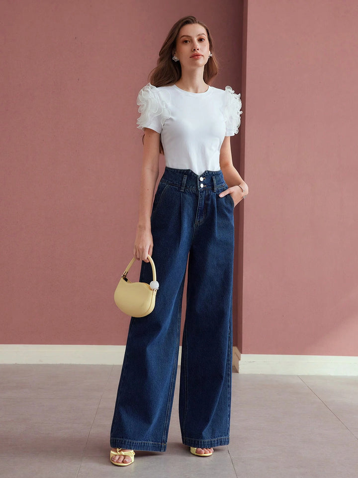 Dark Wash High Waist Wide Leg Jeans