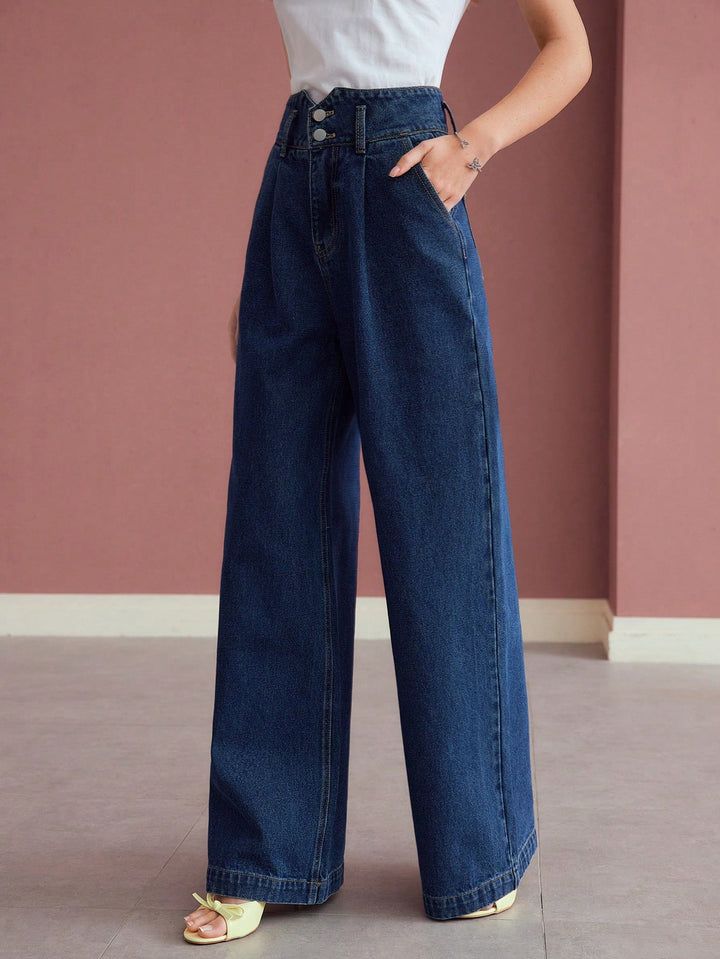 Dark Wash High Waist Wide Leg Jeans
