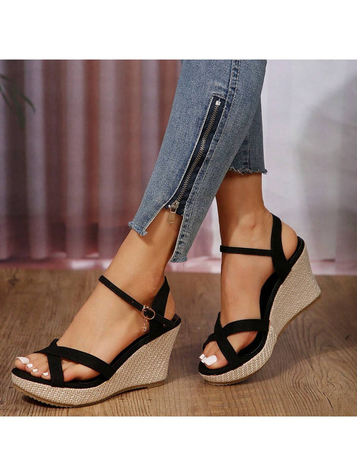 Denim Slingback Espadrille Wedges