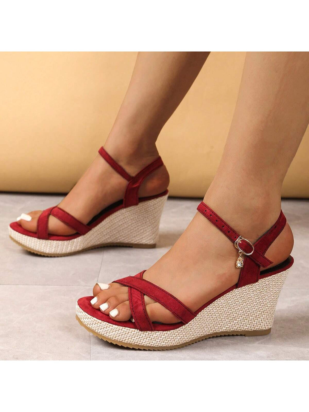 Denim Slingback Espadrille Wedges
