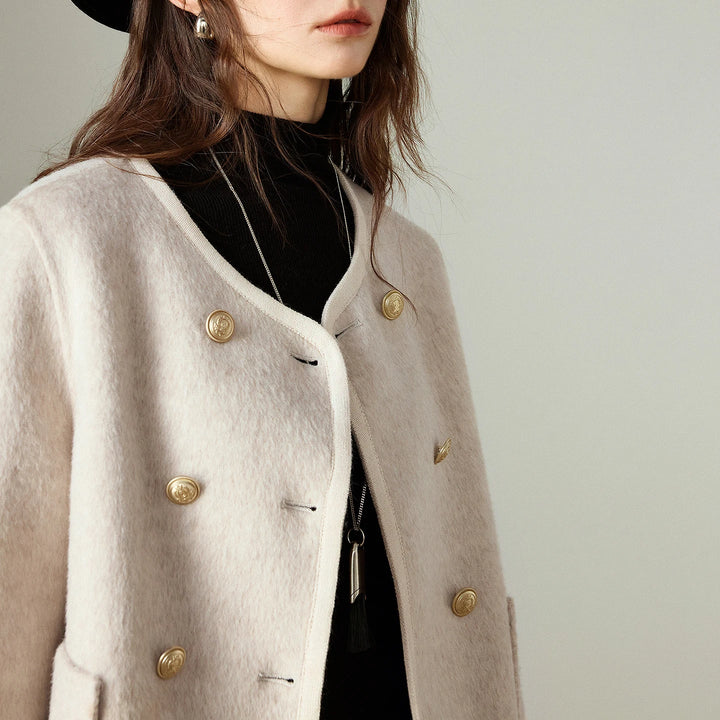 Double-Breasted Wool Short Coat
