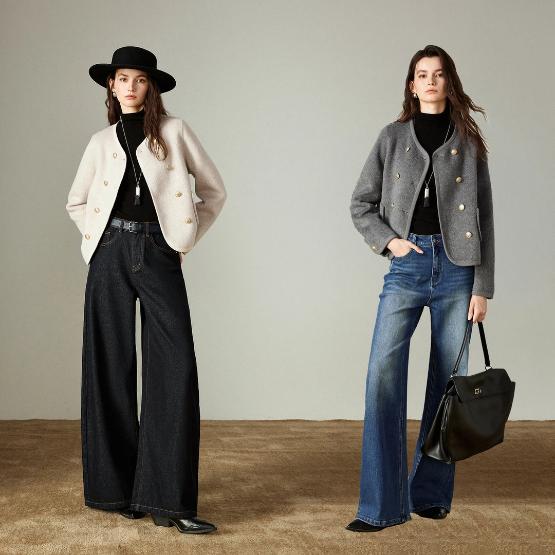 Double-Breasted Wool Short Coat