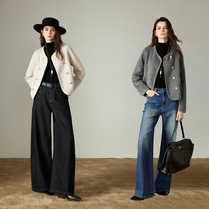 Double-Breasted Wool Short Coat