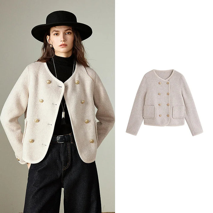Double-Breasted Wool Short Coat