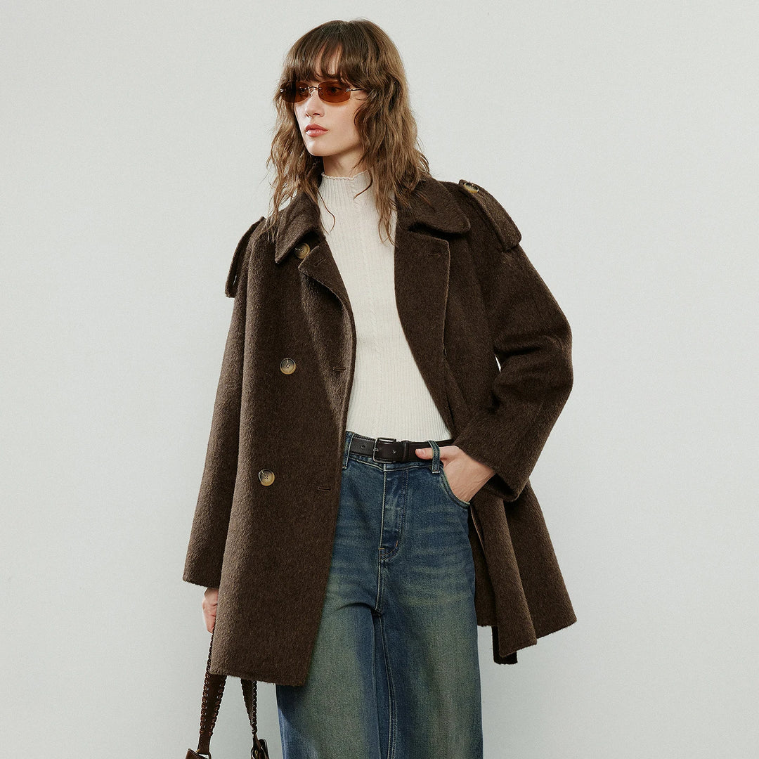 Double-Faced Wool Belted Mid-Length Coat