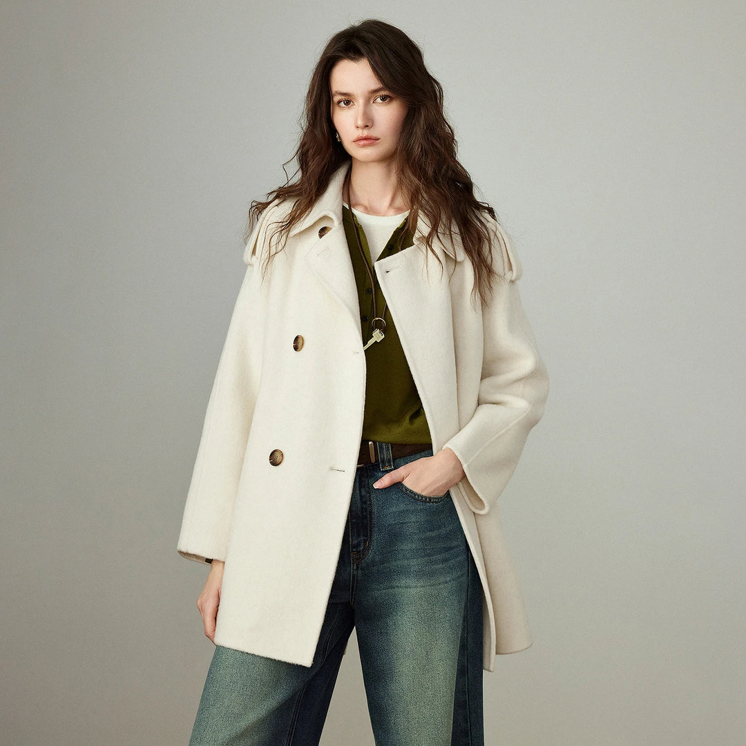 Double-Faced Wool Belted Mid-Length Coat