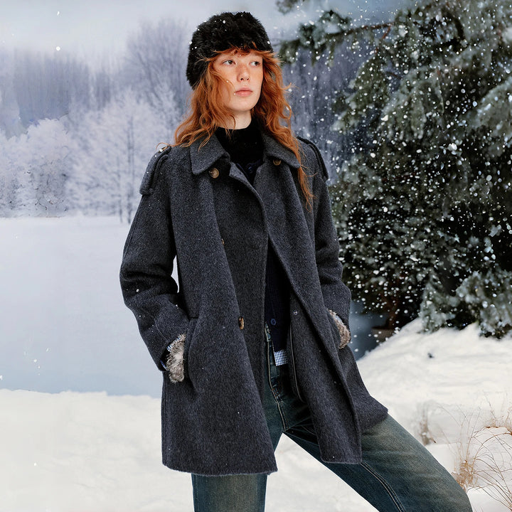 Double-Faced Wool Belted Mid-Length Coat