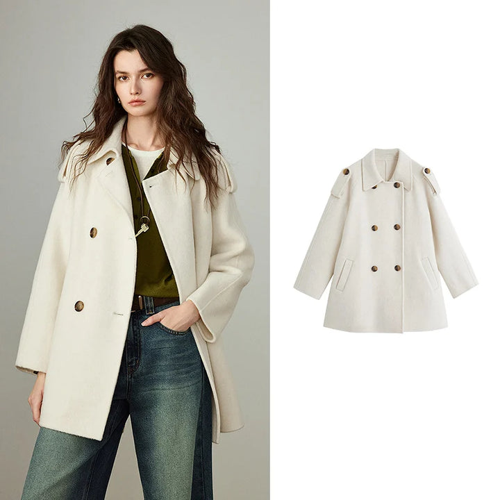 Double-Faced Wool Belted Mid-Length Coat