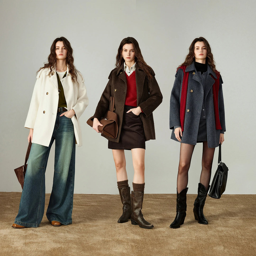 Double-Faced Wool Belted Mid-Length Coat