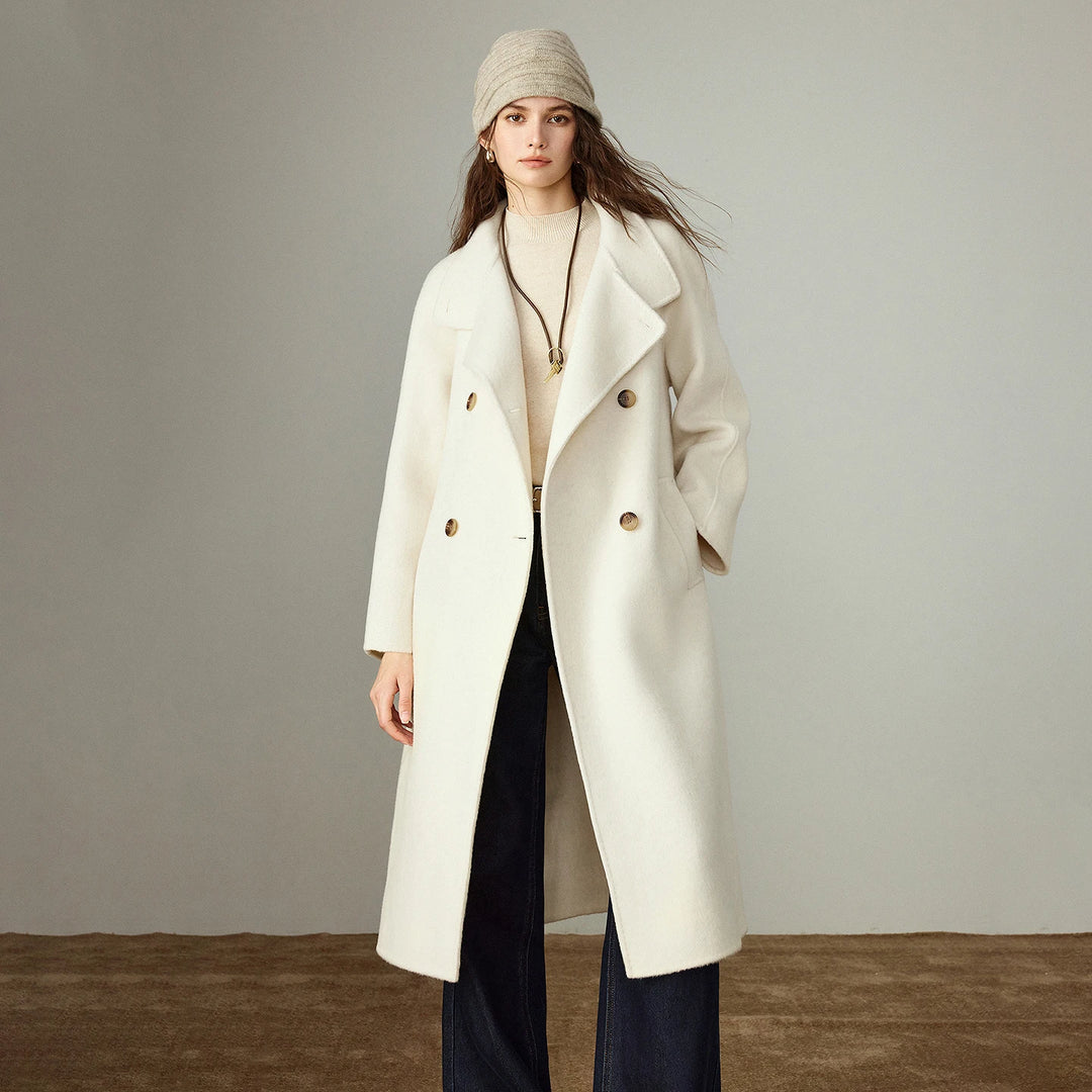 Double-Faced Wool Blend Long Overcoat