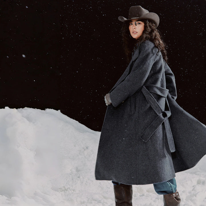 Double-Faced Wool Blend Long Overcoat