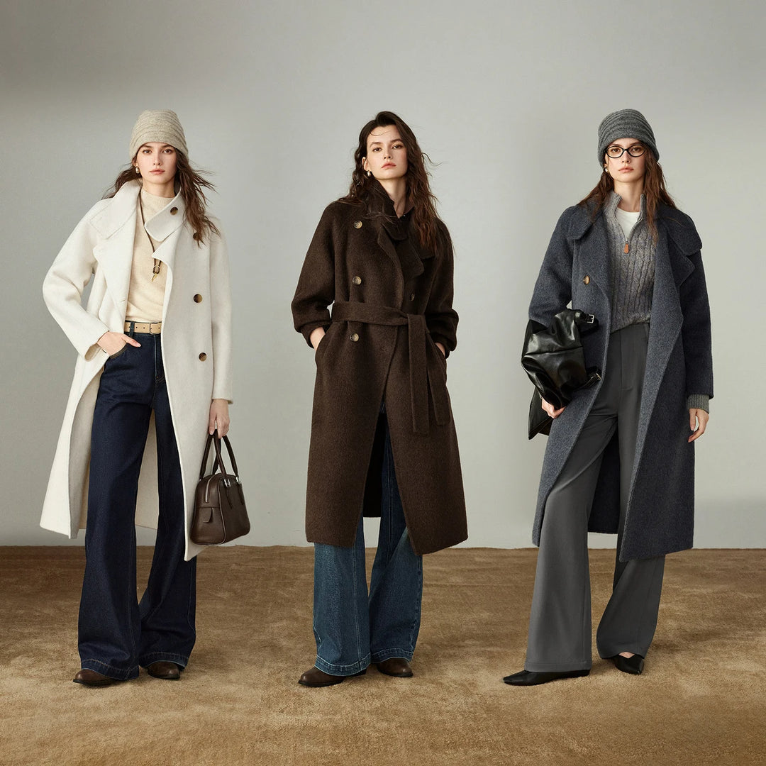 Double-Faced Wool Blend Long Overcoat