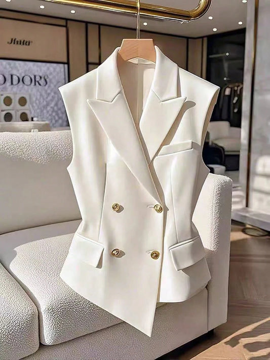 Double-Breasted Sleeveless Blazer