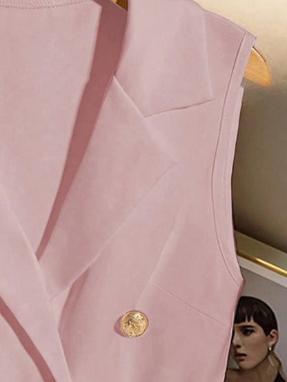 Double Breasted Sleeveless Blazer Shorts Set