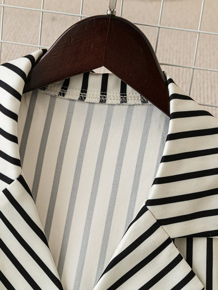 Double Breasted Striped Waistcoat Set