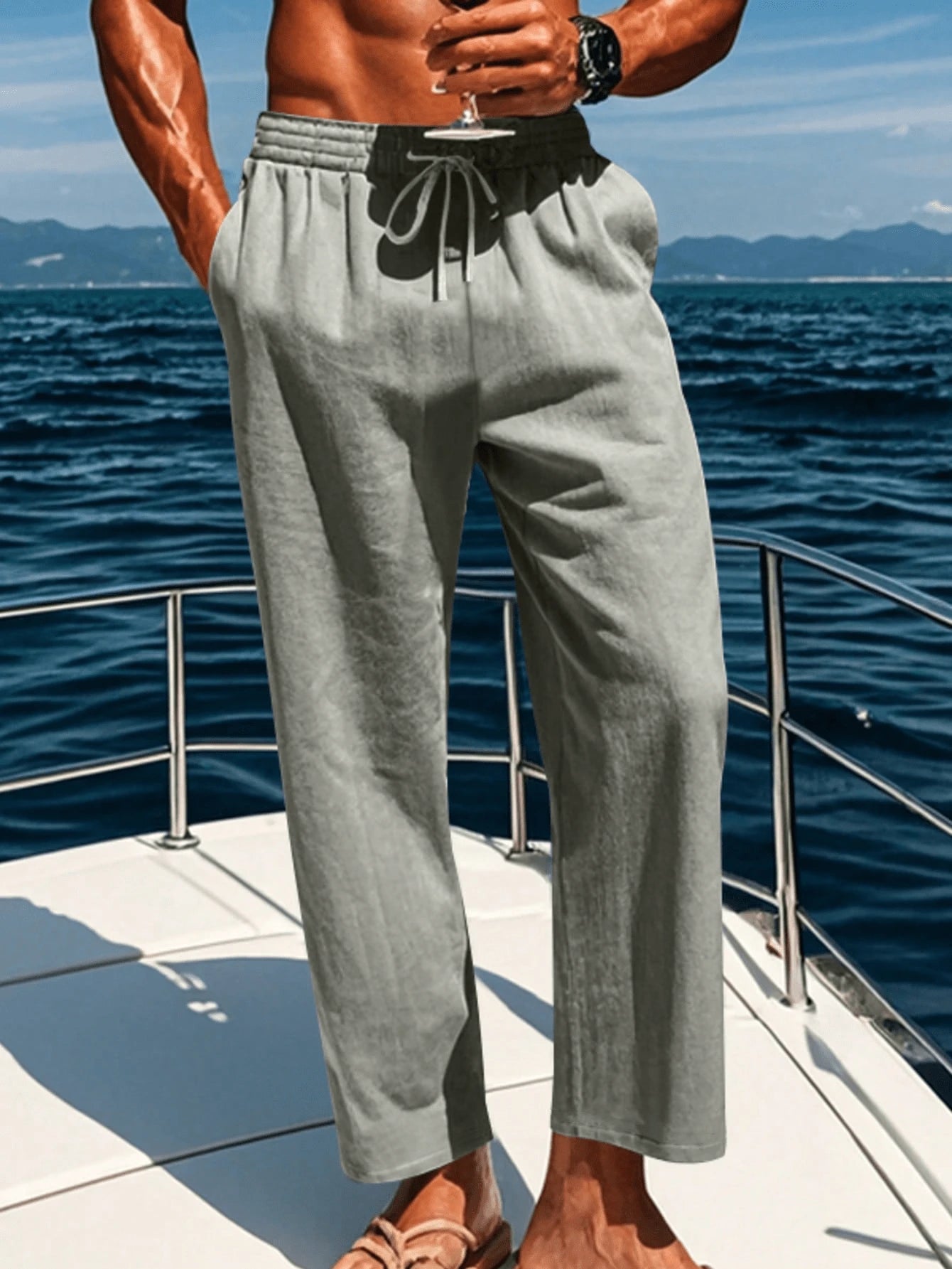 Drawstring Linen Beach Pants