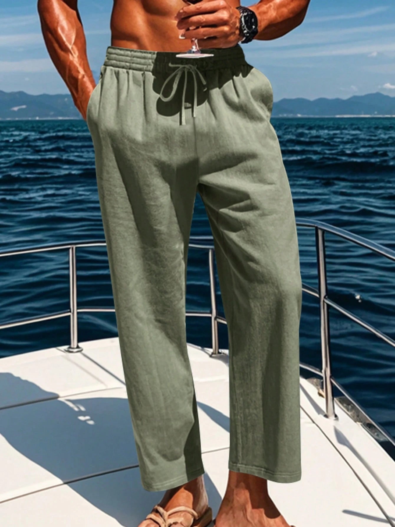 Drawstring Linen Beach Pants