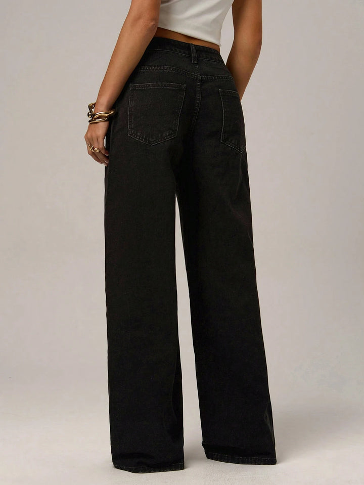 Elegant Baggy Low Rise Wide Leg Jeans