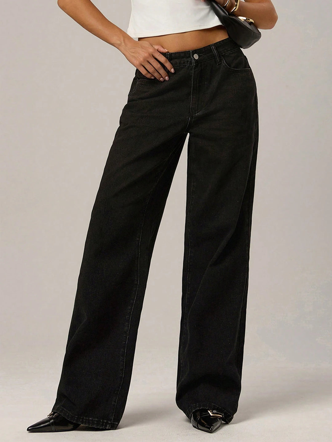 Elegant Baggy Low Rise Wide Leg Jeans